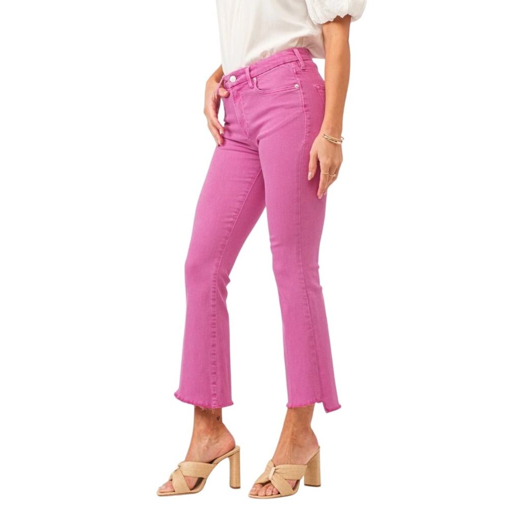 Women's High-Rise Pink Flare Jeans - Picture 8 of 12